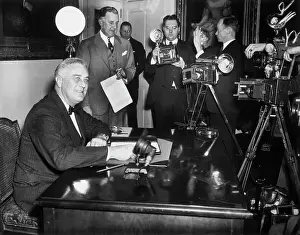 Democrat Prints: President Roosevelt Broadcasting a Radio Address
