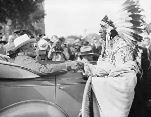 Greeting Prints: President Roosevelt and Chief Noal Bad Wound Shaking Hands