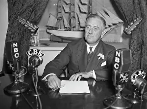 Model Ship Prints: President Roosevelt Delivering Radio Address