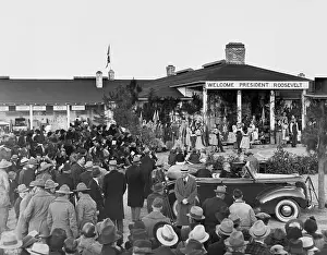 Warm Springs Prints: President Roosevelt Driving Through Crowd