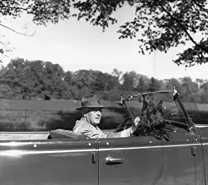 Hyde Park Prints: President Roosevelt Driving with Dog