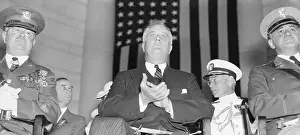 Applauding Prints: President Roosevelt and Military Officers Applauding