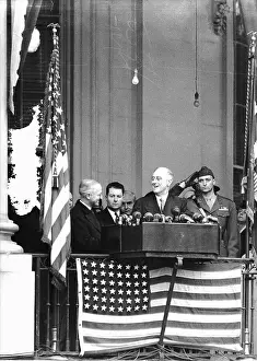 Saluting Prints: President Roosevelt Shaking Hands with Vice President Truman