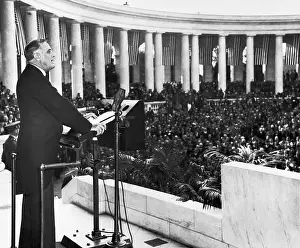 Speaker Prints: President Roosevelt Speaking to Crowd