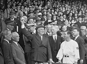 Marvin Mcintyre Prints: President Roosevelt Throwing Baseball