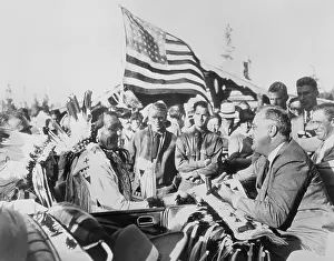 Hospitality Prints: President Roosevelt Being Welcomed to Grand Coulee
