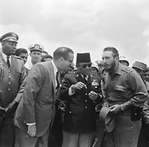 Sukarno Prints: President Sukarno with Osvaldo Dorticos & Fidel Castro