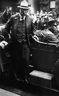 Prints of (Original Caption). Colonel Theodore Roosevelt entering Colony Club to discuss the suffrage question with the city's leading women A Legacy in Images: Former President Theodore Roosevelt