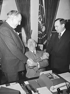 Joseph W Prints: President Truman Giving Dual Handshake
