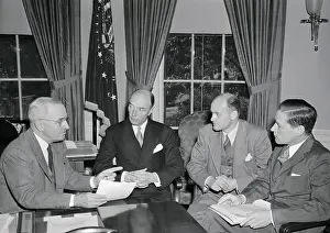 Charles E Prints: President Truman Meeting with Foreign Policy Advisors