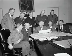 Vandenberg Prints: President Truman Meeting with Joint Chiefs of Staff