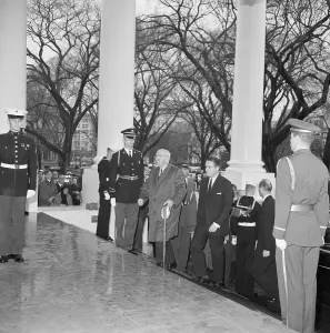 Dignitaries Prints: President Truman Paying Respects to John Kennedy