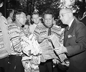 Dedication Prints: President Truman Receives Bag from Seminole