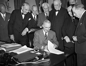 Anderson Prints: President Truman Signing a Foreign Aid Bill