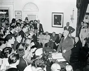 President Truman Speaking to Newsmen
