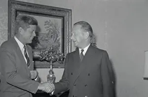 Hotel Room Prints: Presidential Candidate John F. Kennedy Shaking Hands With Secretary General of the United Nations Dag Hammarskjold
