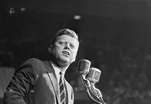 Presidential Candidate John F. Kennedy Speaking at Rally