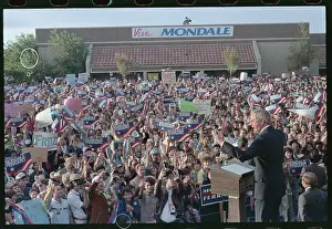 High School Prints: Presidential Candidate Walter Mondale Speaking to High School Audience