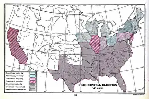 Prints of Color map illustration showing distribution of political parties during the 1854 presidential election of the United States, published in 1920 Discover the World in Maps: Past, Present, and Beyond: Presidential Election Of 1856