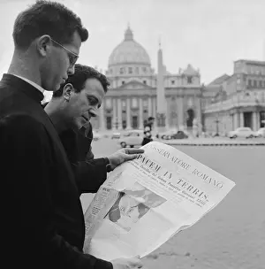 Peters Basilica Prints: Priest Reading Newspaper
