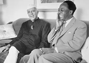 Prime Minister Jawaharlal Nehru and Kwame Nkrumah Sitting and Conversing