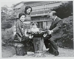 Prime Minister Kakuei Tanaka and Family on Patio