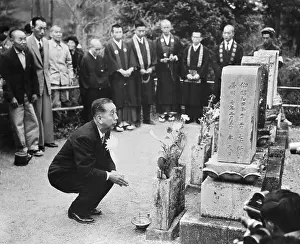 Prime Minister Nobusuke Kishi and Party at Cemetery