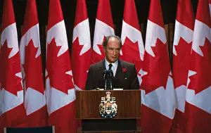 Prime Minister Pierre Trudeau Speaking at Podium