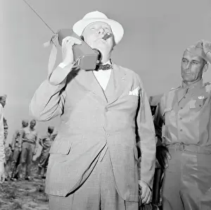 Walkie Talkie Prints: Prime Minister Winston Churchill with Walkie Talkie