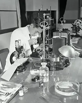 Akihito Prints: Prince Akihito in Laboratory
