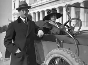 Prince Andrew of Greece with Princess Alice in their New Mercedes Motor at the Palace
