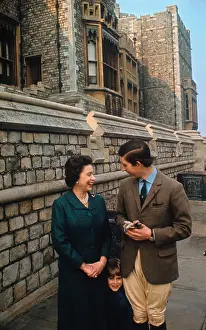 Prince Charles and Queen Elizabeth Standing Outside