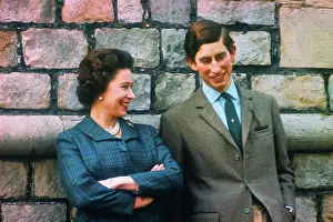 Charles Prints: Prince Charles and Queen Elizabeth Standing by Wall