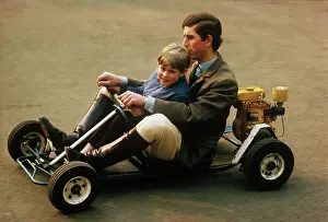 Windsor Prints: Prince Charles Riding with Brother in Cart
