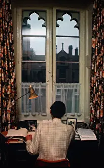 Charles Prints: Prince Charles Sitting at Desk with Back to Camera