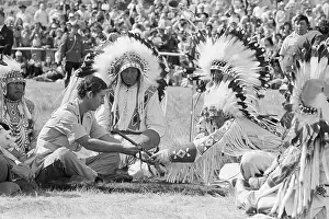 Centennial Prints: Prince Charles Smokes Pipe With Native Americans