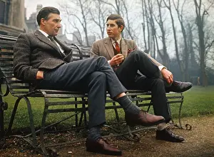 Charles Prints: Prince Charles and Teacher Sitting on Bench Outside