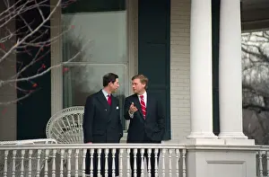 Prince Charles and Vice President Dan Quayle Conversing Outdoors