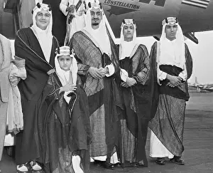 Saudi Arabia Prints: Prince Faisal and Brothers Arriving at Airport