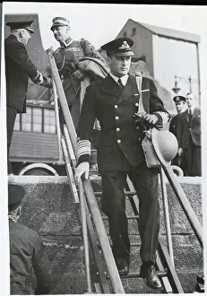 Olav V Prints: Prince Olaf Walking Down Gangway