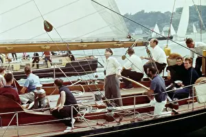 Huty34483 Prints: Prince Philip Aboard Yacht At Cowes
