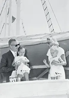 Caroline Prints: Prince Rainier with His Family on Boat