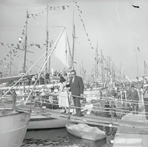 Prince Rainier and Grace Kelly Boarding a Yacht