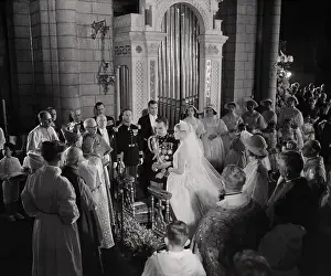 Monaco Prints: Prince Rainier and Grace Kelly Standing at the Altar