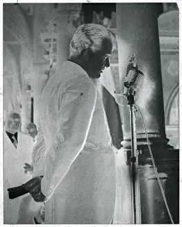 Monaco Prints: Prince Rainier III Standing in Front of Microphone