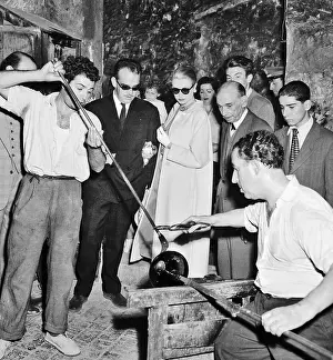 Prince Rainier and Princess Grace at Glass Blowing Shop