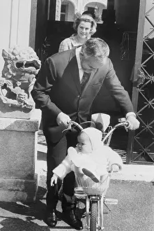 Albert Ii Prints: Prince Rainier Pushing Prince Albert on Bicycle