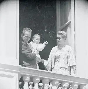 Caroline Prints: Prince Rainier with His Wife and Daughter
