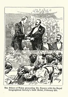Famous Explorers Prints: Prince of Wales presenting Dr Fridtjof Nansen with the Royal Geographical Societys Gold