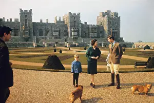 Charles Prints: Princes Charles and Edward with Queen Elizabeth on Lawn